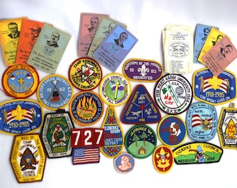 BSA Vintage 1980s Boy Scout of America Badges Lot of 24 Fabric Badges and 9 Cards From 1985 National Scout Jamboree