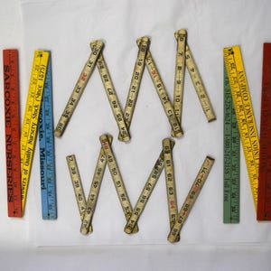 Vintage Folding Rulers Yardsticks Choice Lufkin Carpenter&#39;s 72&quot; White Lock in Place Rulers or Colorful Advertising Folding Yardsticks
