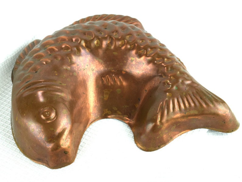 Mid Century Solid Copper Fish Jello Mold Nautical Sea Bass Etsy