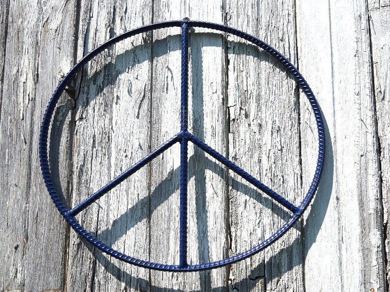 Large Peace Sign Rebar Art 20 or 24 Inch Iron Metal Wall Hanging or 12 ...