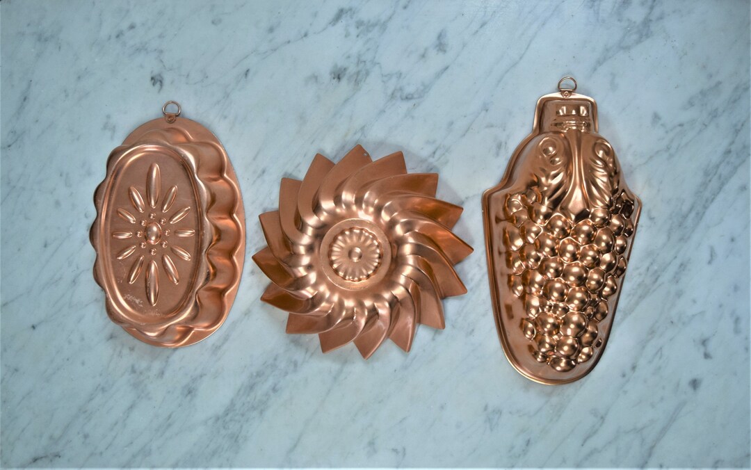 Vintage Copper Aluminum Jello Molds Oval Starburst Whirligig Etsy