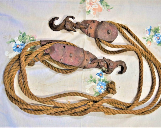 Vintage Double Wheel Pulley Block and Tackle Ratchet Locking Etsy