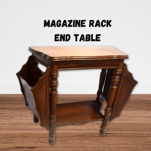 Beautiful Wood End Table with Magazine Racks on Both Ends Vintage Ornate Lathed Legs Lamp Table Living Room Decor