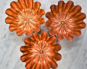 3 Vintage Starburst Flower Copper Aluminum Jello Molds