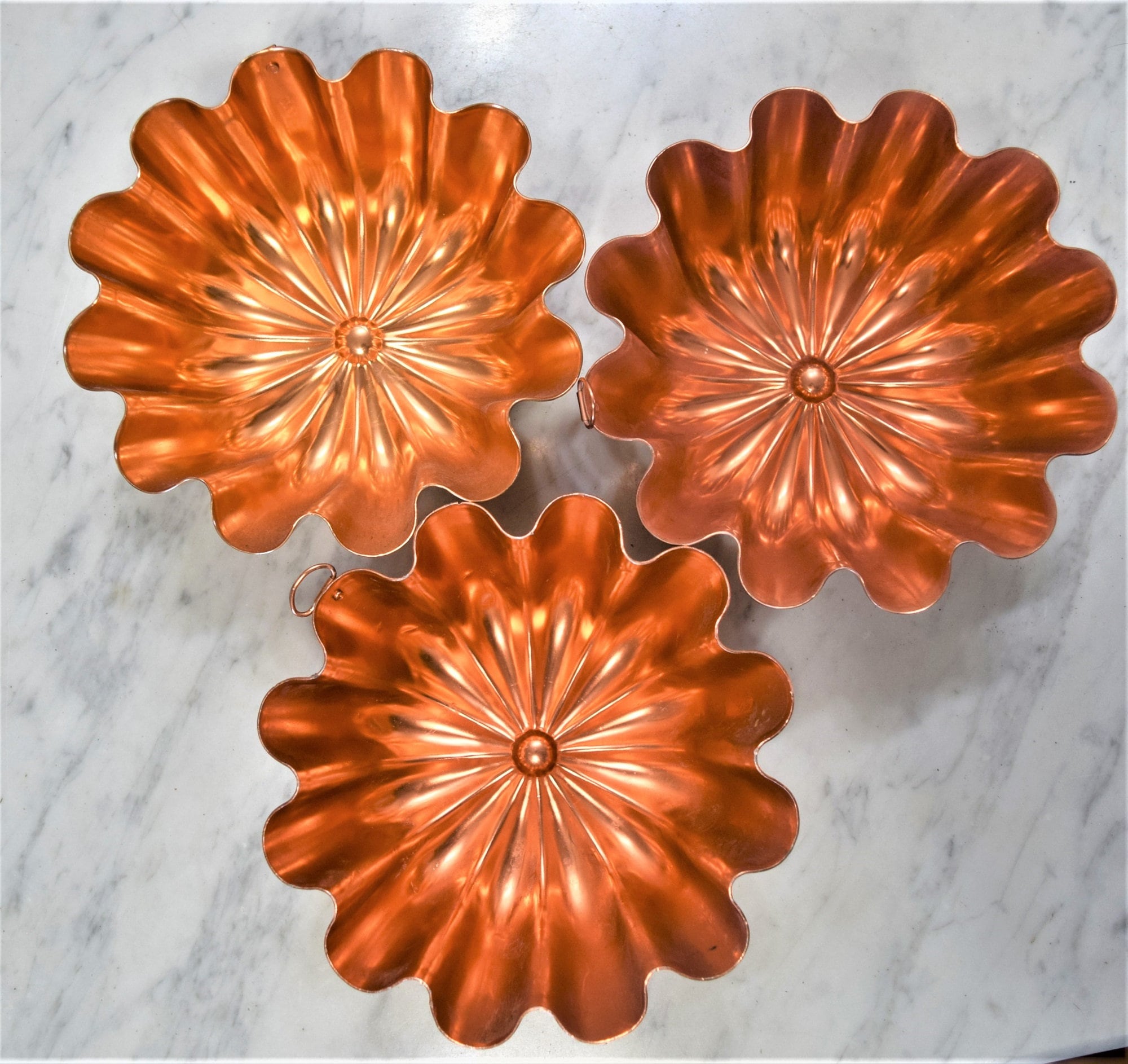 3 Vintage Starburst Flower Copper Aluminum Jello Molds