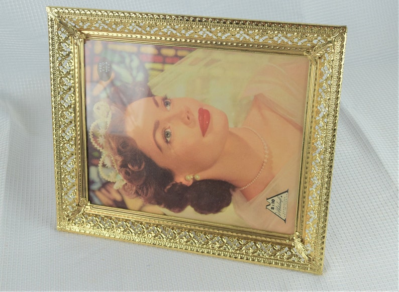 Gold Metal Filigree Picture Frame Ornate Wedding 8 X 10 Photo By Metalcraft