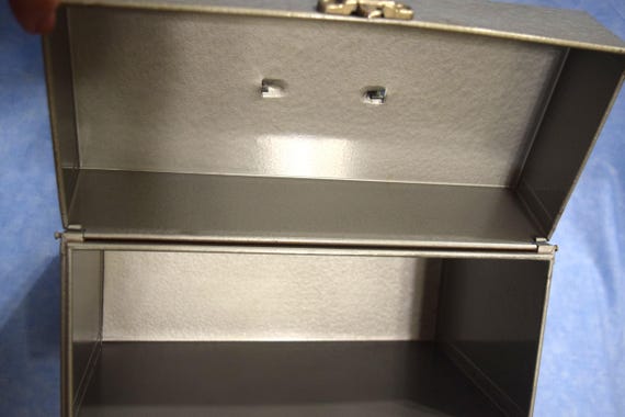 Vintage Metal File Cabinet Box With Locking Key Portable Office