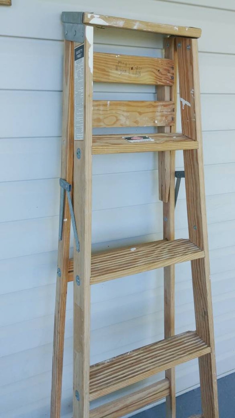 Vintage Wood Step Ladder 6 Step, 4 Step, or 3 Step Folding Wooden ...