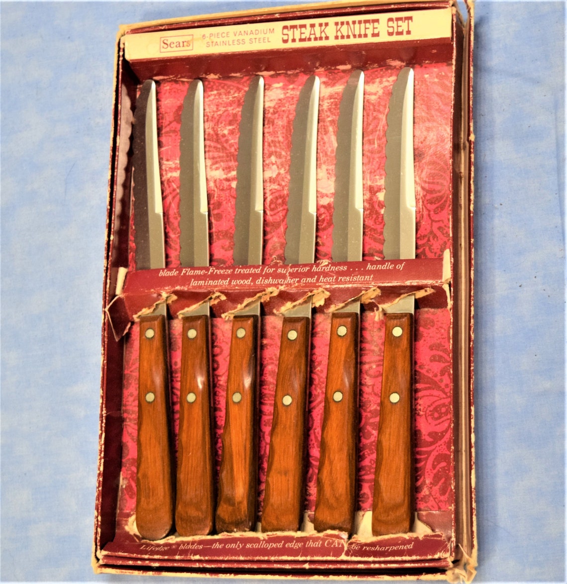 Vintage Steak Knife Set Sears 6 Piece Stainless Steel Knives Etsy