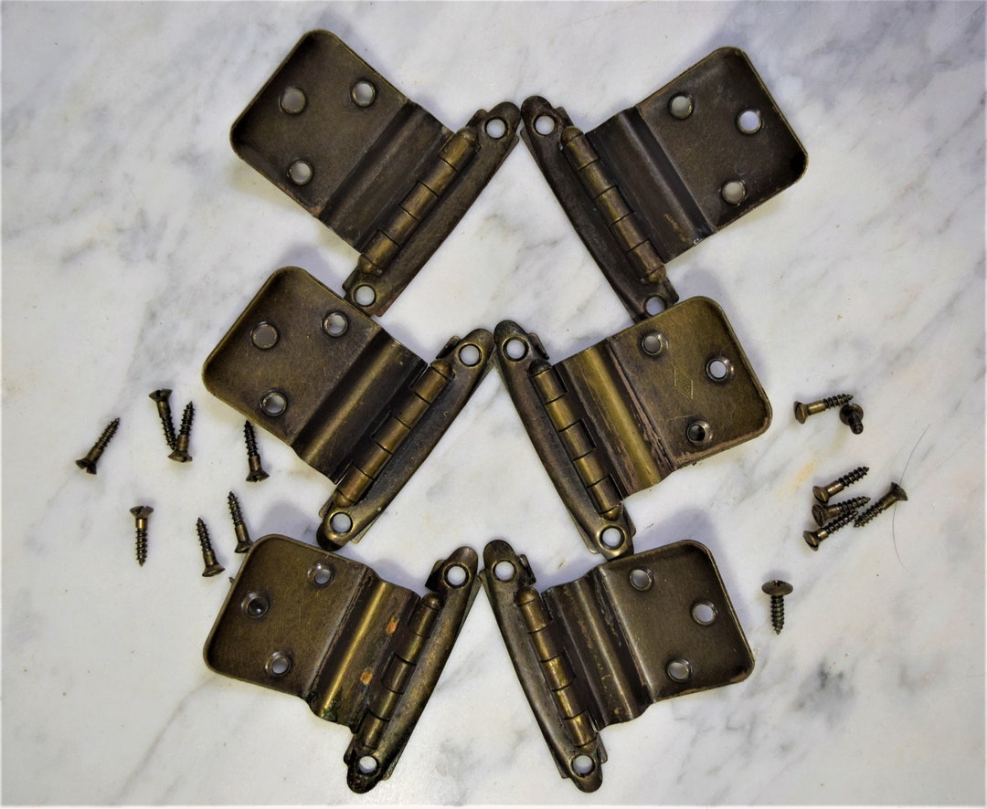 8 Vintage Hinges With Screws Early American 60s Etsy