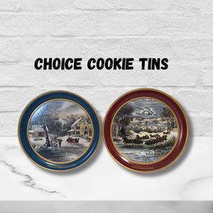 Vintage Schwans Cookie Tins Central Park in Winter or American Homestead Winter Limited Edition Christmas Tins
