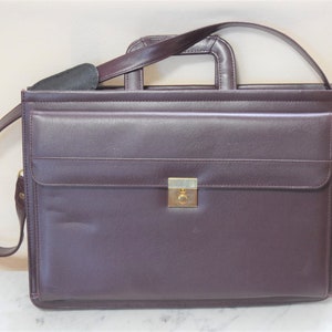 Cartera de cuero delgada vintage, maletín para documentos, bolso tipo mensajero, maletín tipo cartera, cierre de cremallera completo, asas retráctiles, correa desmontable