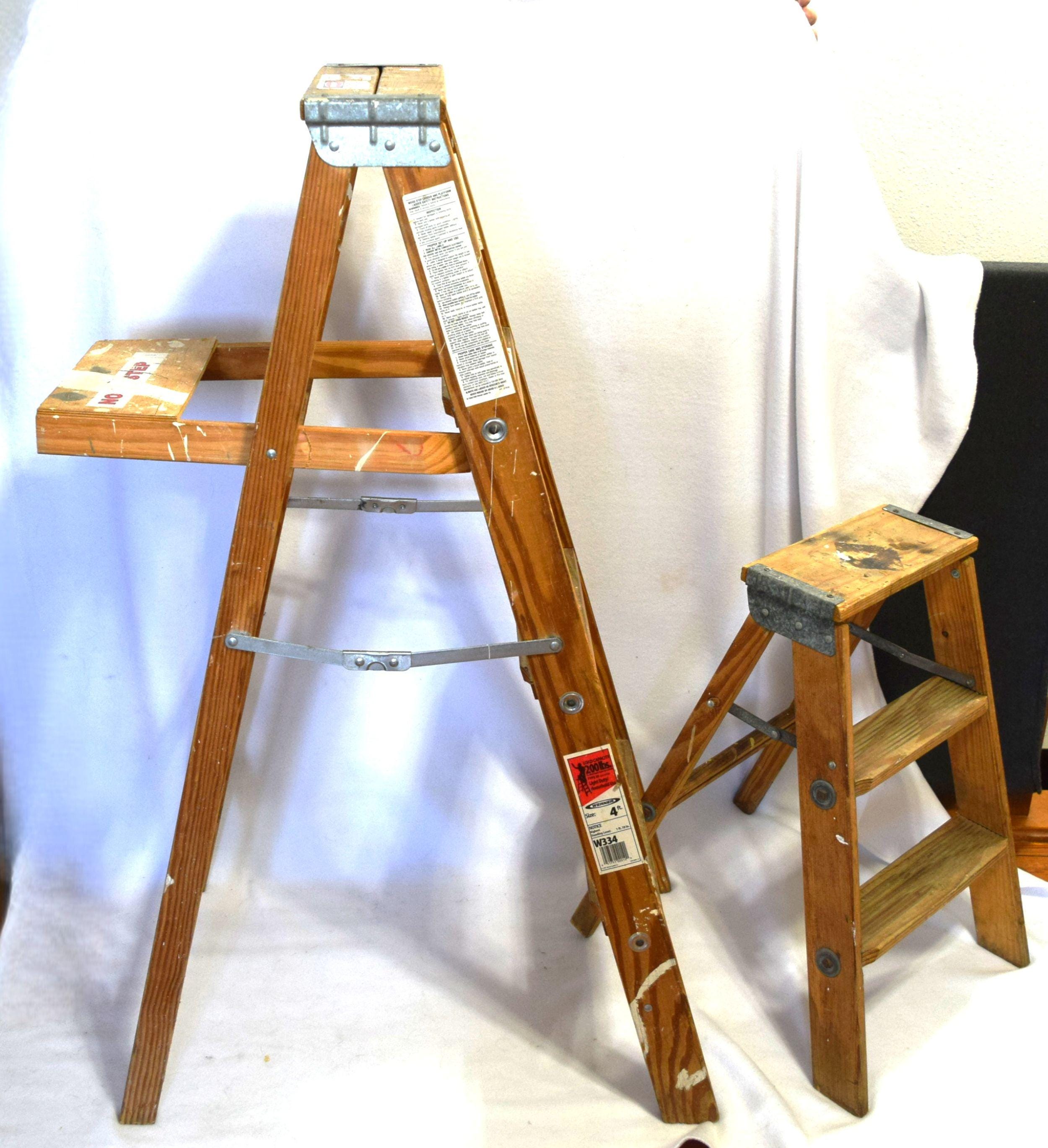 Vintage Wood Step Ladder 6 Step, 4 Step, or 3 Step Folding Wooden ...