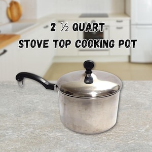 Vintage Farberware 2.5 Quart Stove Top Pan with Lid Stainless Steel Aluminum Clad Mid Century Cooking Pot Yonkers NY USA
