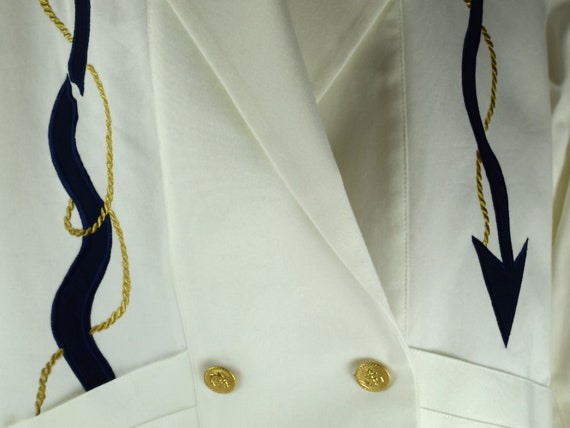 Vintage Linen Jacket Double Breasted Nautical Gol… - image 3