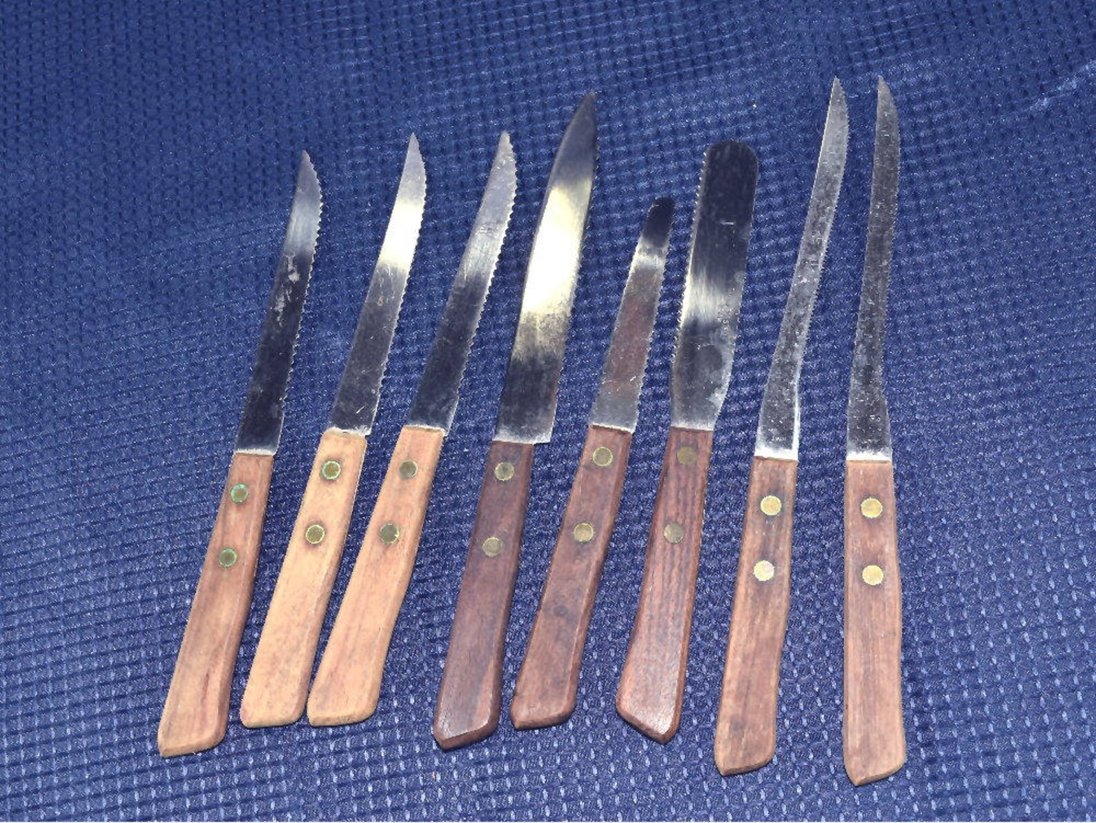 Vintage Wood Handle Kitchen Knives With Stainless Steel Blades Etsy