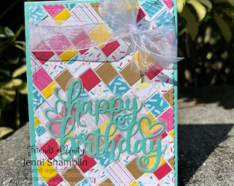 Handmade Birthday Card – Colorful Scrap Design “Happy Birthday”