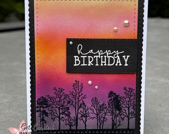 Handmade Birthday Card – Sunset Silhouette Design (Gender Neutral)