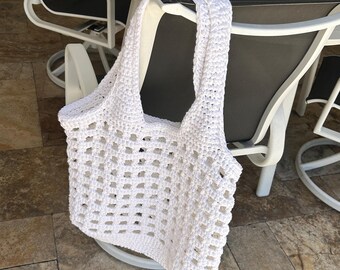 Crochet Market Bag, Handmade Mesh Tote Bag, Reusable Grocery Shopping Bag, Crochet Beach Bag, Farmers Market Tote, Eco Friendly Gift