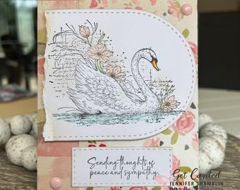 Sympathy message, Swan, Soft design, Thoughts of Peace