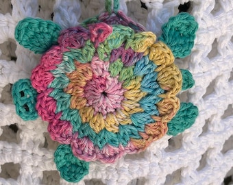Crochet bag accessory, turtle bag charm, coin pouch, ear bud holder