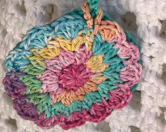 Crochet bag accessory, flower bag charm, coin pouch, ear bud holder