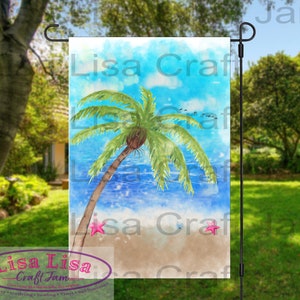 Welcome Garden Flag Tropical Blank Instant Download PNG