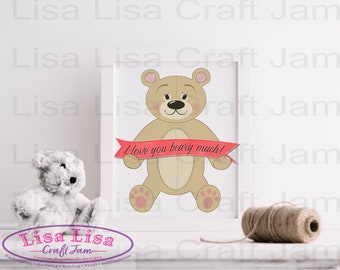 Teddy Bear with I Love You banner PNG- INSTANT DOWNLOAD - Printable - Digital Print Design Sublimation Transparent background