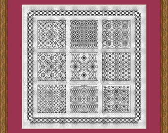 Gráfico de bordado Blackwork - Peter's Garden - Gráfico/patrón PDF - Descarga instantánea