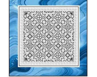 Blackwork Embroidery Pattern ~ Starry Night~ PDF Download