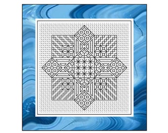 Gráfico de Bordado Blackwork - Estrela para Quilt - Gráfico/Padrão em PDF