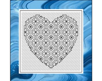 Blackwork Embroidery Chart - Hearts & Octogons - PDF Chart/Instructions