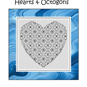 Blackwork Embroidery Chart - Hearts & Octogons - PDF Chart/Instructions