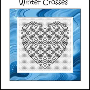 Blackwork Heart Embroidery Chart ~ Winter Crosses