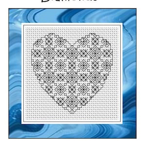 Blackwork Embroidery Chart - Blackwork Hearts & Diamonds - PDF Chart/instructions