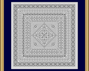 Blackwork Embroidery Pattern ~ In the Garden ~ PDF download
