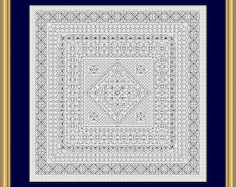 Blackwork Embroidery Pattern ~ In the Garden ~ PDF download