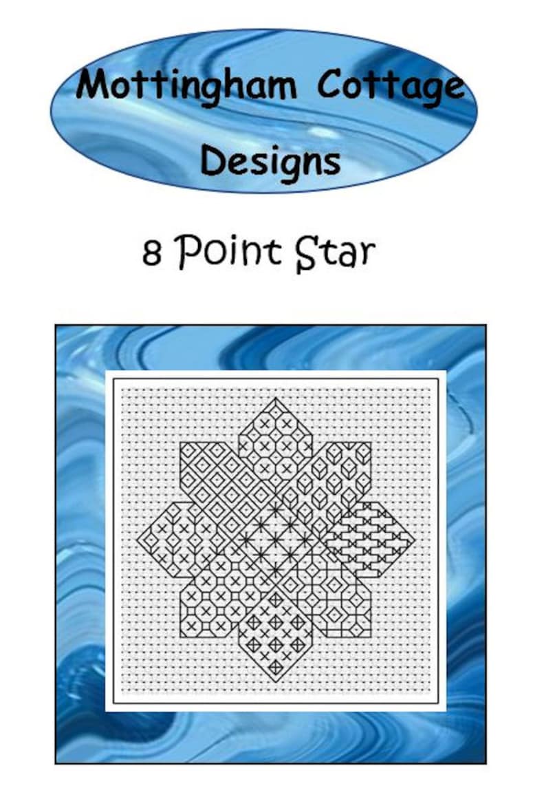 Blackwork Embroidery Chart 8 Point Star PDF Chart image 1