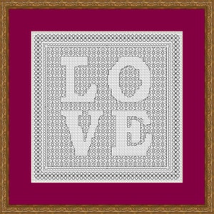 Blackwork Embroidery Chart - Love Sampler - PDF chart/instructions