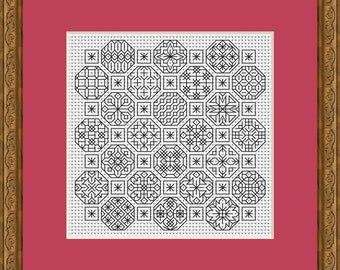 Blackwork Borduurschema - Bubbels - PDF-grafiek/patroon