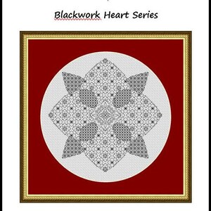 Flower Heart - Blackwork Embroidery Chart -  PDF chart
