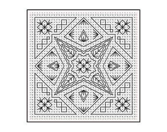 Blackwork Embroidery Chart ~ Rachels Garden ~ PDF Download