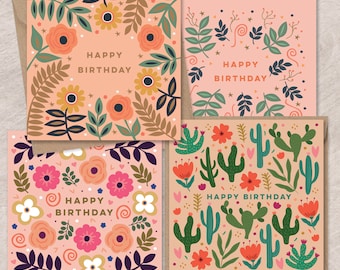 Floral Birthday Card Set | Pretty and Pink Greeting Cards