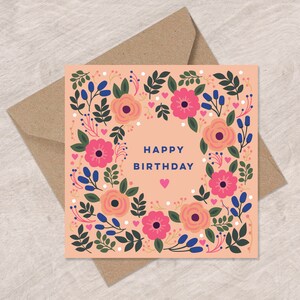 Roses and Flowers Birthday Card | Pretty Floral Birthday Card | Can post to recipient with personal message