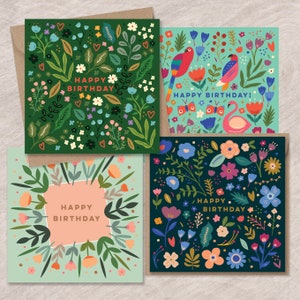 Glorieuze en groene verjaardagskaartbundel | Verjaardagskaartenset | Pak verjaardagskaarten | Verjaardagskaarten met bloemen