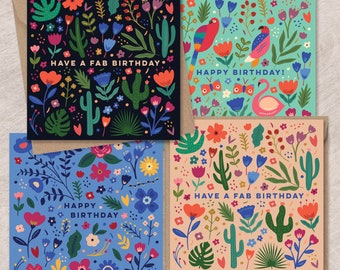 Plant Lover Card Bundle | Birthday Card Set | Pack of Birthday Cards | Floral Birthday Cards | Vibrant birthday cards