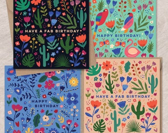 Floral Birthday Card Set | Plant Lover Cards, Vibrant Designs