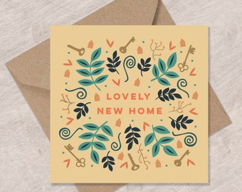 New Home card | Leaves and Keys Card | Moving House Card | Can post to recipient with personal message