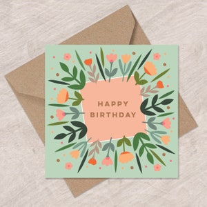 Roses and Flowers Birthday Card | Pretty Floral Birthday Card | Can post to recipient with personal message