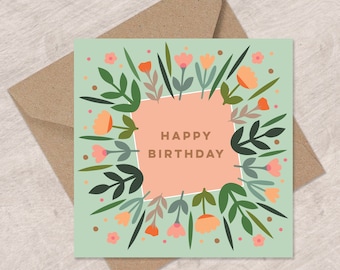 Roses and Flowers Birthday Card | Pretty Floral Birthday Card | Can post to recipient with personal message